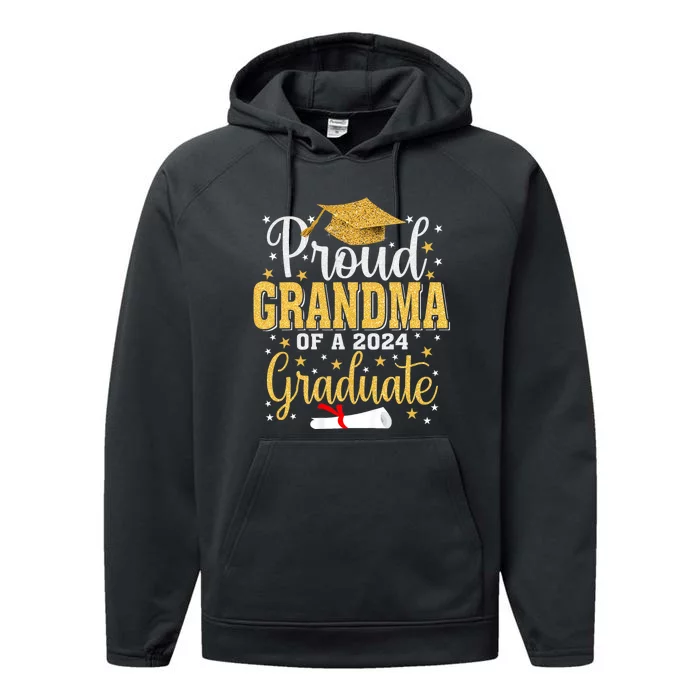 Proud Grandma Of A 2024 Graduate For Family Graduation Performance Fleece Hoodie