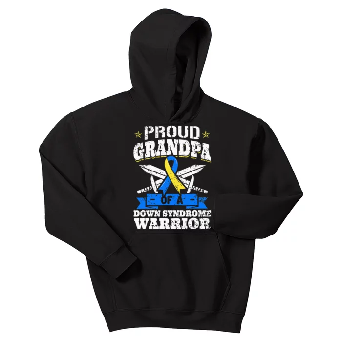 Proud Grandpa Of A Down Syndrome Warrior Downs Granddad Kids Hoodie