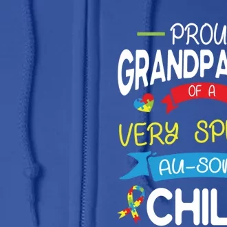 Proud Grandparent Of A Very Special Ausome Autistic Cool Gift Full Zip Hoodie