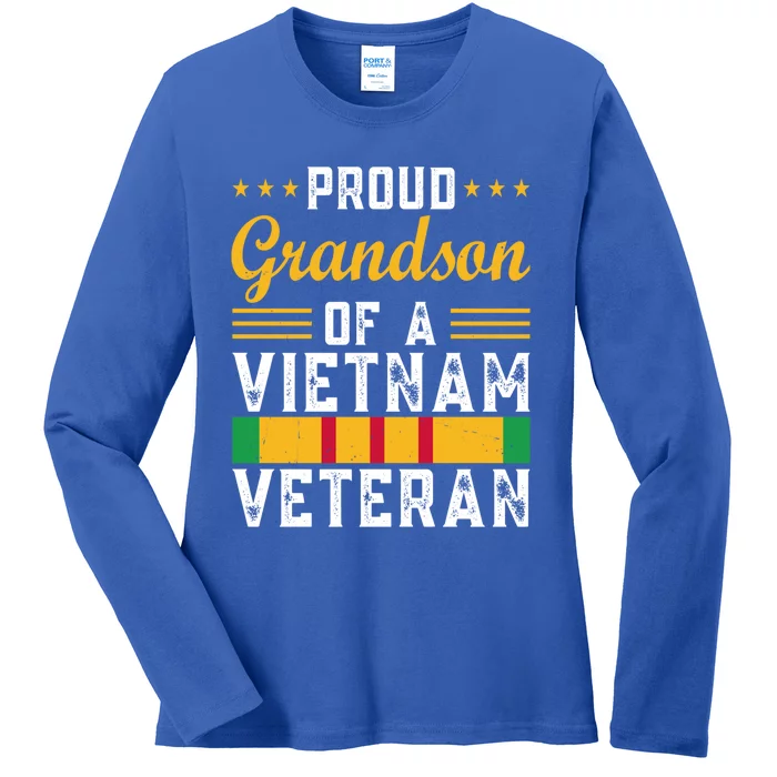 Proud Grandson Of A Vietnam Veterangift Veterans Day Funny Gift Ladies Long Sleeve Shirt