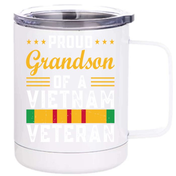 Proud Grandson Of A Vietnam Veterangift Veterans Day Funny Gift Front & Back 12oz Stainless Steel Tumbler Cup