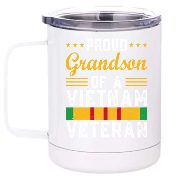 Proud Grandson Of A Vietnam Veterangift Veterans Day Funny Gift Front & Back 12oz Stainless Steel Tumbler Cup