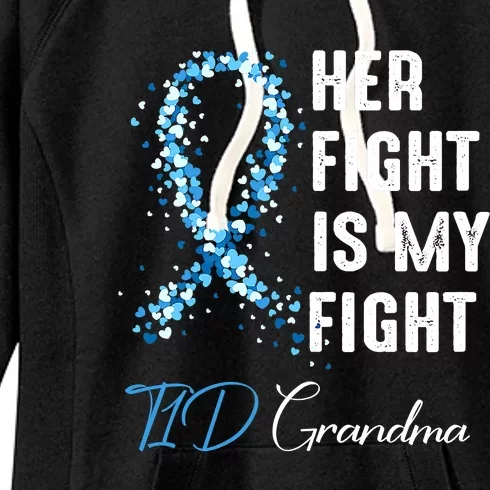 Proud Grandma Of A T1D Warrior Diabetic Diabetes Awareness Women's Fleece Hoodie