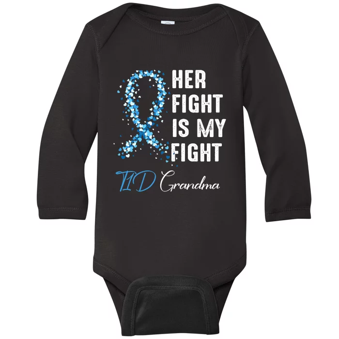 Proud Grandma Of A T1D Warrior Diabetic Diabetes Awareness Baby Long Sleeve Bodysuit