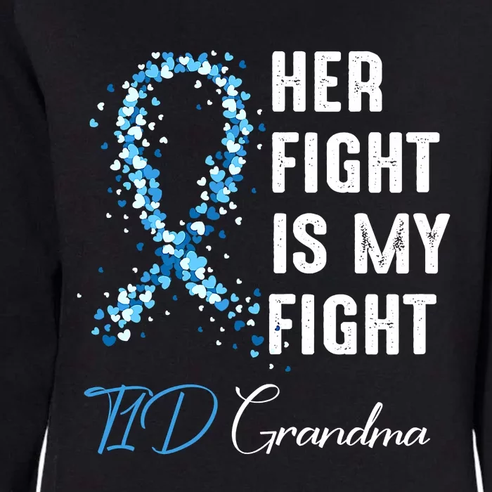 Proud Grandma Of A T1D Warrior Diabetic Diabetes Awareness Womens California Wash Sweatshirt