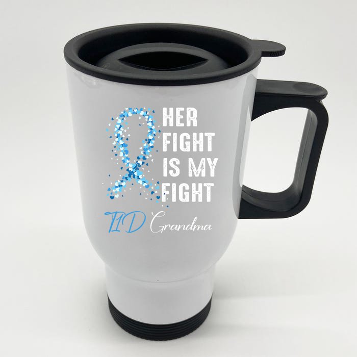 Proud Grandma Of A T1D Warrior Diabetic Diabetes Awareness Front & Back Stainless Steel Travel Mug