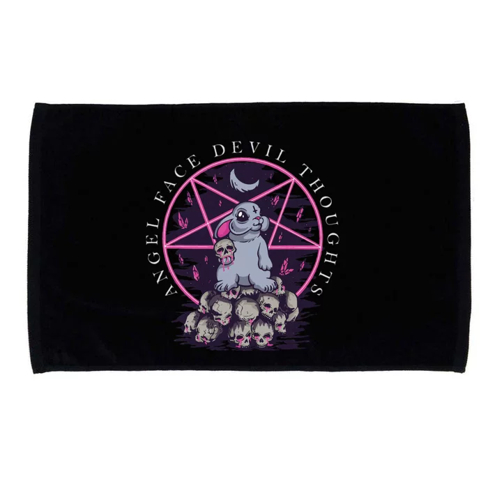 Pastel Goth Occult Kawaii Anime Angel Face Devil Thoughts Microfiber Hand Towel