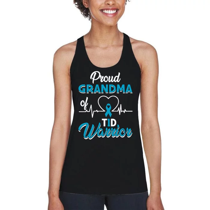 Proud Grandma Of A T1D Warrior Diabetic Diabetes Awareness Women's Racerback Tank