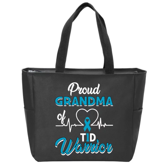 Proud Grandma Of A T1D Warrior Diabetic Diabetes Awareness Zip Tote Bag