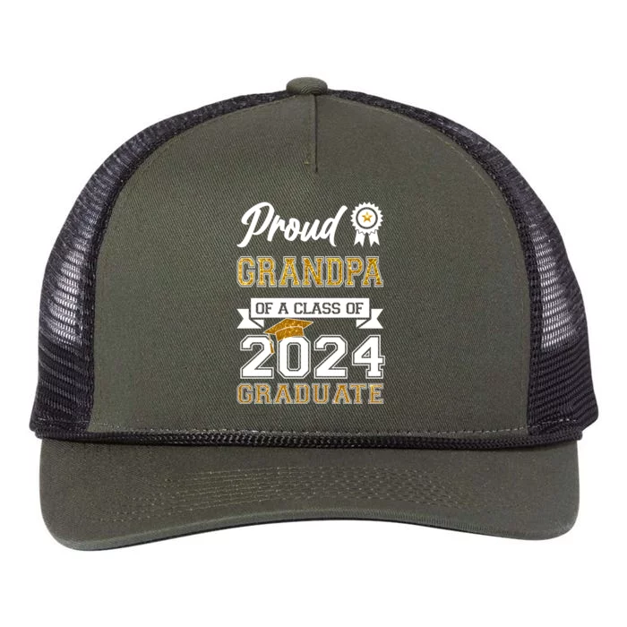 Proud Grandpa Of The Class Of 2024 Graduate Retro Rope Trucker Hat Cap