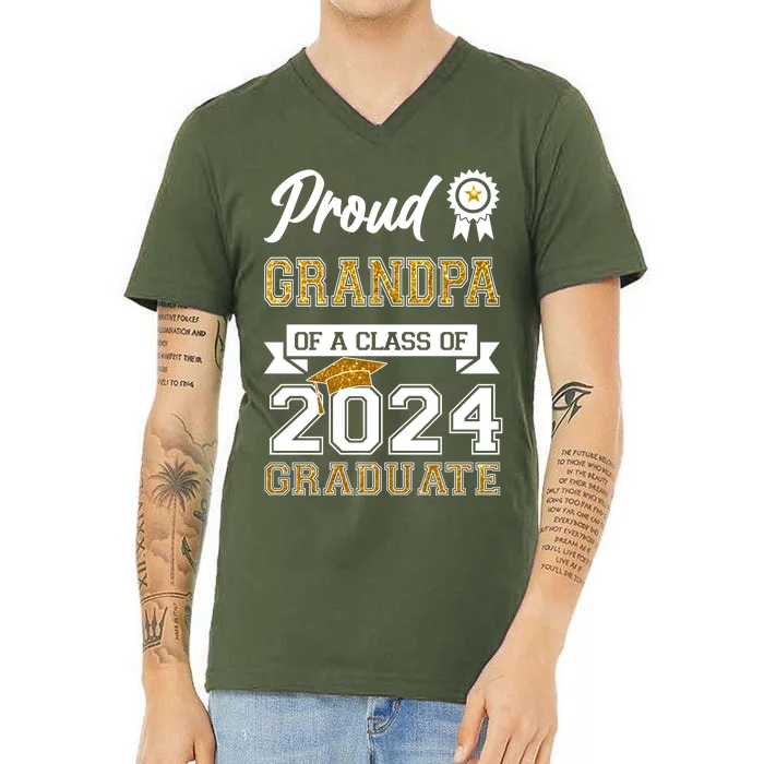 Proud Grandpa Of The Class Of 2024 Graduate V-Neck T-Shirt