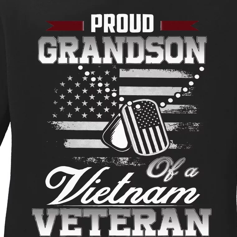 Proud Grandson Of A Vietnam Veteran Ladies Long Sleeve Shirt