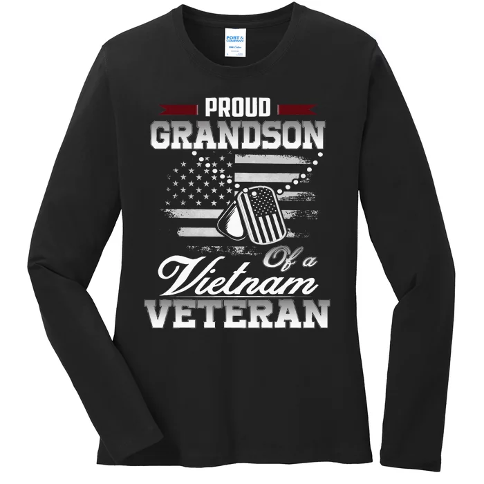 Proud Grandson Of A Vietnam Veteran Ladies Long Sleeve Shirt