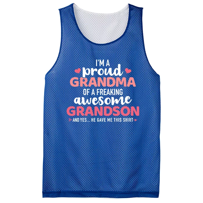 Proud Grandma Of An Awesome Grandson Gift Mesh Reversible Basketball Jersey Tank