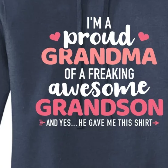 Proud Grandma Of An Awesome Grandson Gift Women's Pullover Hoodie