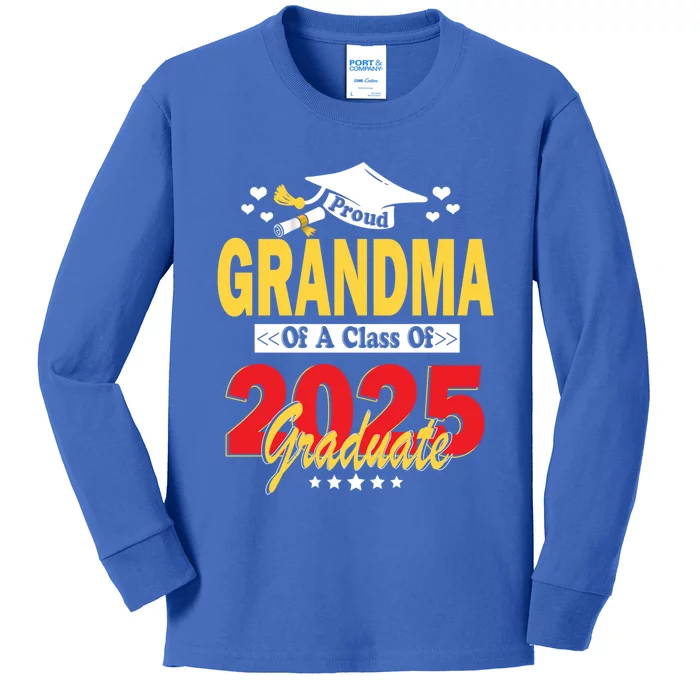 Proud Grandma Of A Class Of 2025 Graduate Senior Gift Kids Long Sleeve Shirt