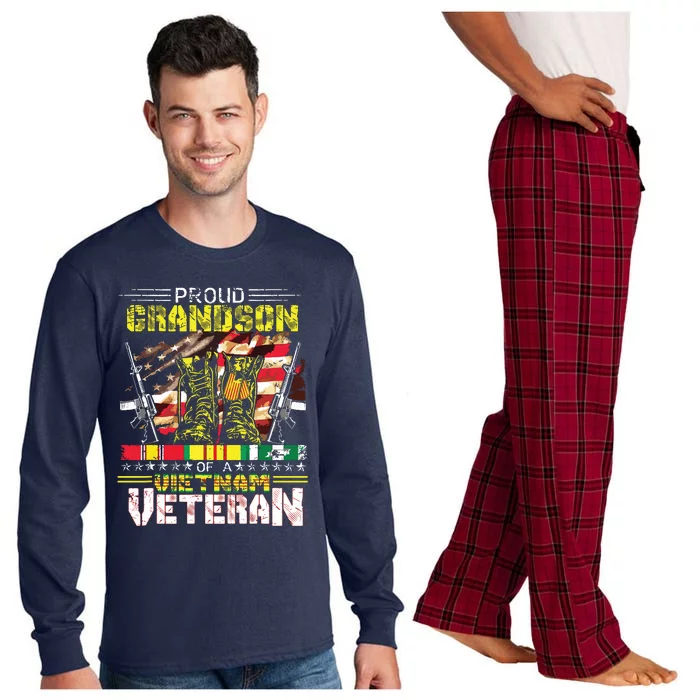 Proud Grandson Of A Vietnam Veteran Vietnam War Vet Long Sleeve Pajama Set