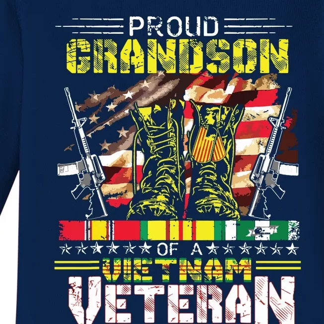 Proud Grandson Of A Vietnam Veteran Vietnam War Vet Baby Long Sleeve Bodysuit