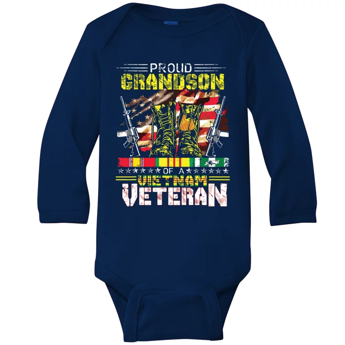 Proud Grandson Of A Vietnam Veteran Vietnam War Vet Baby Long Sleeve Bodysuit