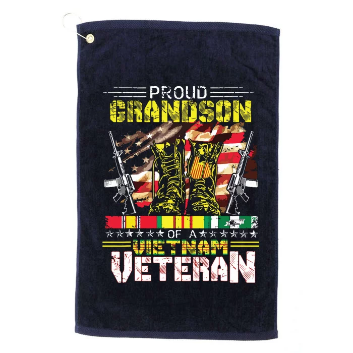 Proud Grandson Of A Vietnam Veteran Vietnam War Vet Platinum Collection Golf Towel