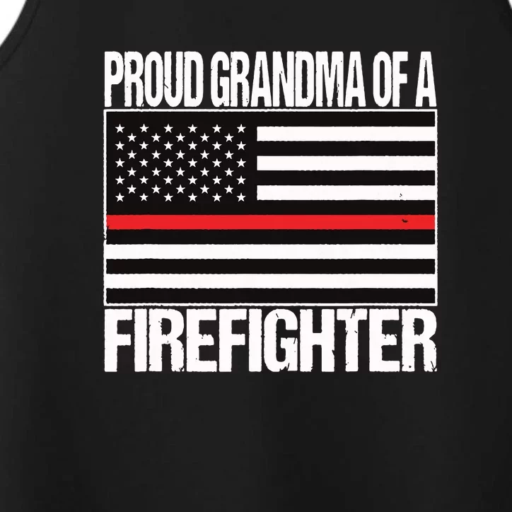 Proud Grandma Of A Firefighter Shirt Fireman Performance Tank