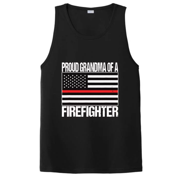 Proud Grandma Of A Firefighter Shirt Fireman Performance Tank