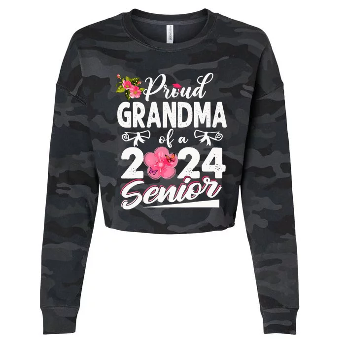 Proud Grandma Of A Class Of 2024 Senior Funny Graduation 24 Cropped Pullover Crew