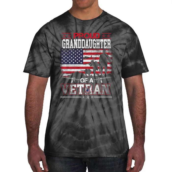 Proud Granddaughter Of A Veteran Flag Military Veterans Day Tie-Dye T-Shirt