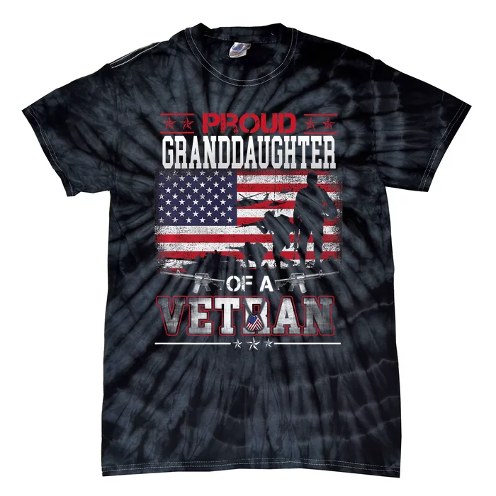 Proud Granddaughter Of A Veteran Flag Military Veterans Day Tie-Dye T-Shirt