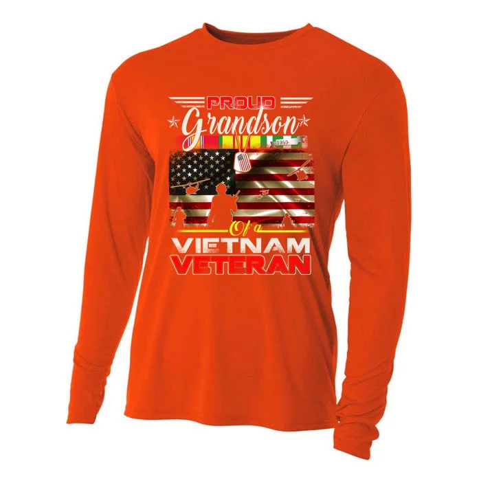 Proud Grandson Of Vietnam Veteran Gift For Boys Cute Gift Cooling Performance Long Sleeve Crew