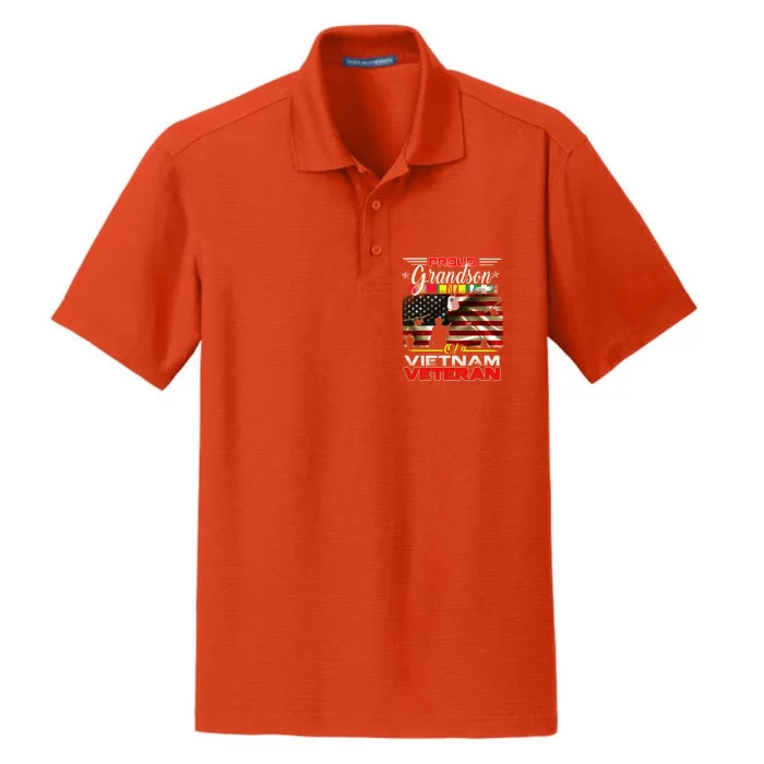 Proud Grandson Of Vietnam Veteran Gift For Boys Cute Gift Dry Zone Grid Performance Polo