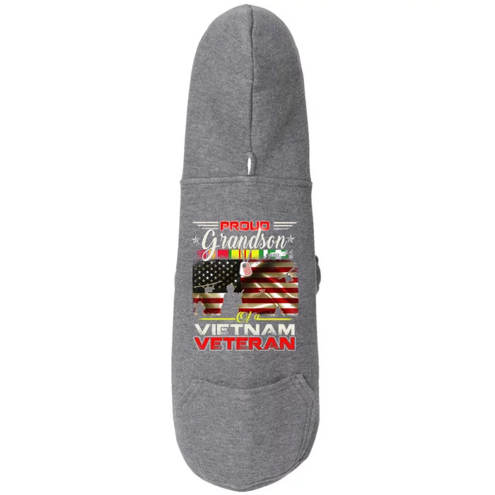 Proud Grandson Of Vietnam Veteran Gift For Boys Cute Gift Doggie 3-End Fleece Hoodie