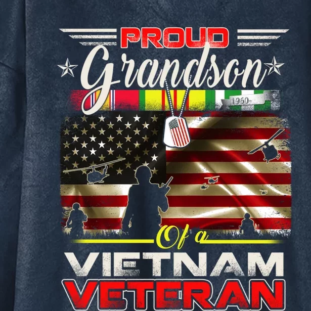 Proud Grandson Of Vietnam Veteran Gift For Boys Cute Gift Hooded Wearable Blanket