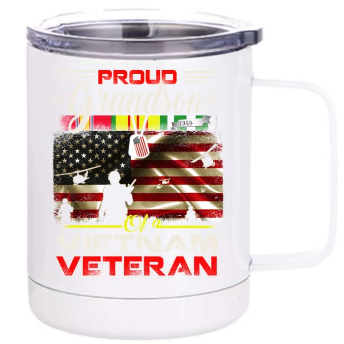 Proud Grandson Of Vietnam Veteran Gift For Boys Cute Gift Front & Back 12oz Stainless Steel Tumbler Cup