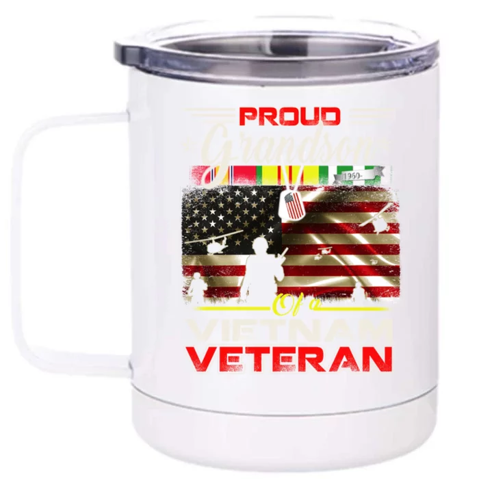 Proud Grandson Of Vietnam Veteran Gift For Boys Cute Gift Front & Back 12oz Stainless Steel Tumbler Cup