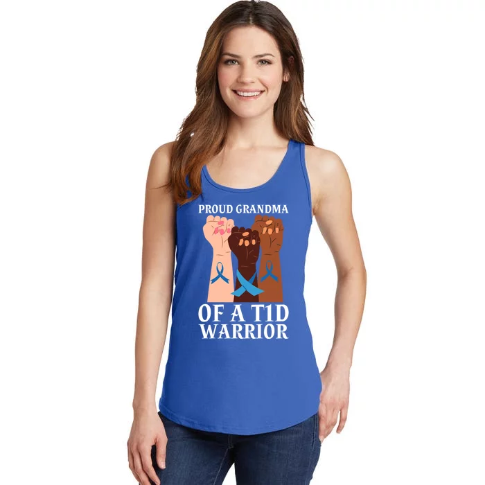 Proud Grandma Of A T1d Warrior Diabetes Awareness Cool Gift Ladies Essential Tank