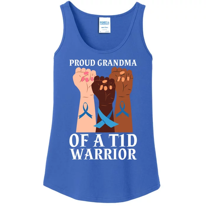 Proud Grandma Of A T1d Warrior Diabetes Awareness Cool Gift Ladies Essential Tank