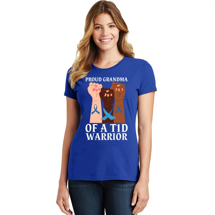 Proud Grandma Of A T1d Warrior Diabetes Awareness Cool Gift Women's T-Shirt