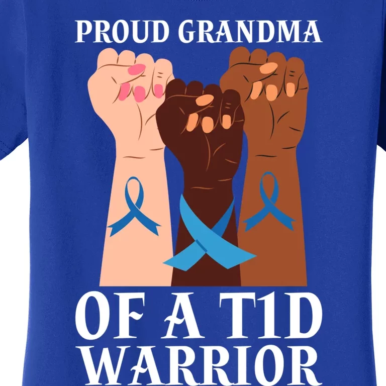 Proud Grandma Of A T1d Warrior Diabetes Awareness Cool Gift Women's T-Shirt