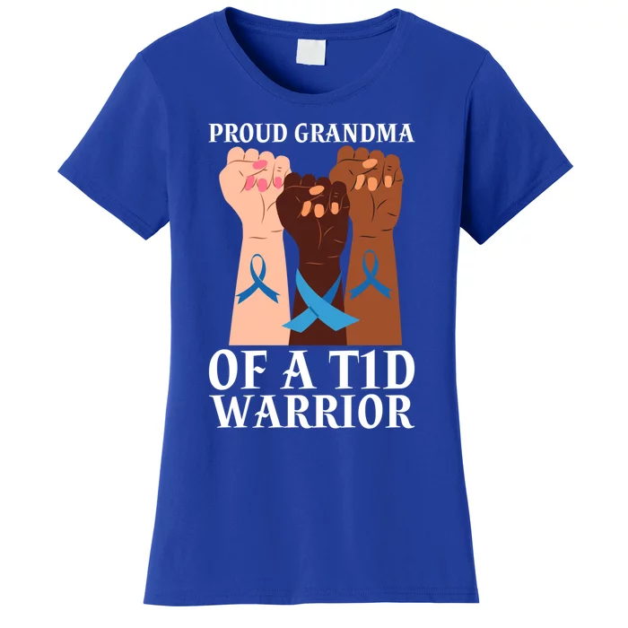 Proud Grandma Of A T1d Warrior Diabetes Awareness Cool Gift Women's T-Shirt