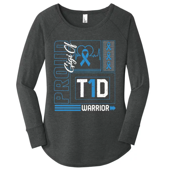 Proud Gigi Of T1D Warrior Ribbon Diabetes Awareness Type One Women's Perfect Tri Tunic Long Sleeve Shirt