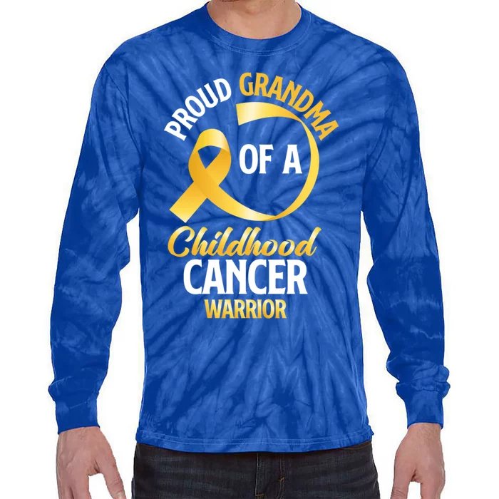 Proud Grandma Of A Hood Cancer Warrior Gift Tie-Dye Long Sleeve Shirt