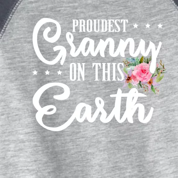 Proudest Granny On This Earth Grandma Floral Mothers Day Gift Toddler Fine Jersey T-Shirt