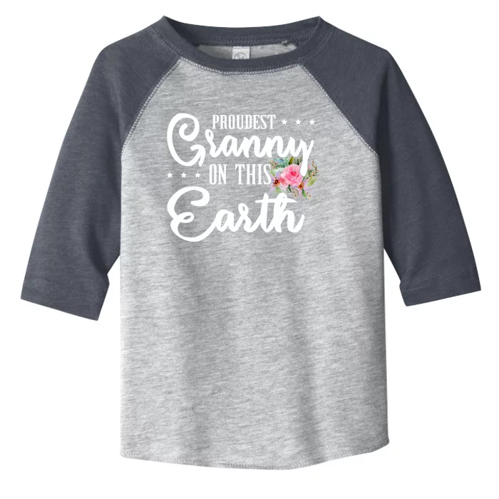 Proudest Granny On This Earth Grandma Floral Mothers Day Gift Toddler Fine Jersey T-Shirt