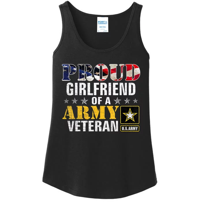 Proud Girlfriend Of A Army Veteran American Flag Military Ladies Essential Tank