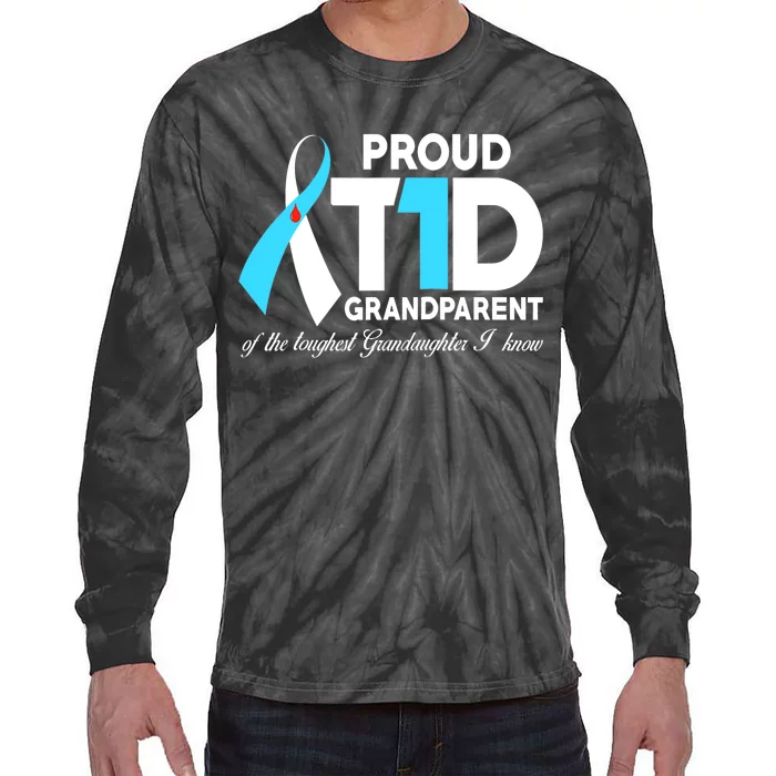 Proud Grandparent Of A T1D Warrior Diabetic Diabetes Awareness Tie-Dye Long Sleeve Shirt