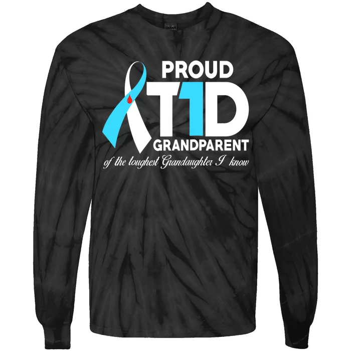 Proud Grandparent Of A T1D Warrior Diabetic Diabetes Awareness Tie-Dye Long Sleeve Shirt