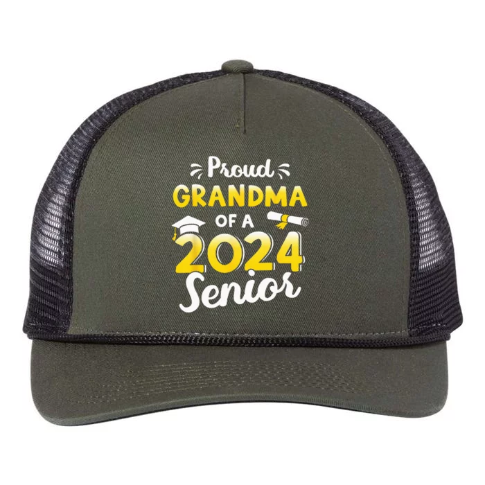 Proud Grandma Of A Graduation Class Of 2024 Senior Graduate Retro Rope Trucker Hat Cap