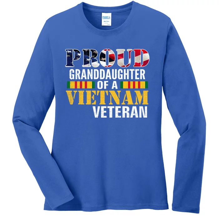 Proud Granddaughter Of A Vietnam Veteran Gift Veteran Day Great Gift Ladies Long Sleeve Shirt