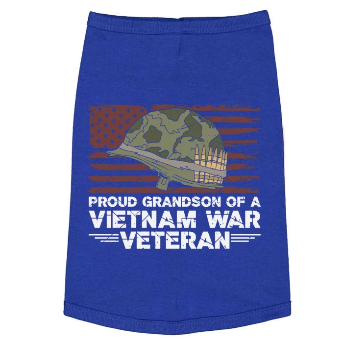 Proud Grandson Of A Vietnam War Veteran Usa Flag Gift Doggie Tank